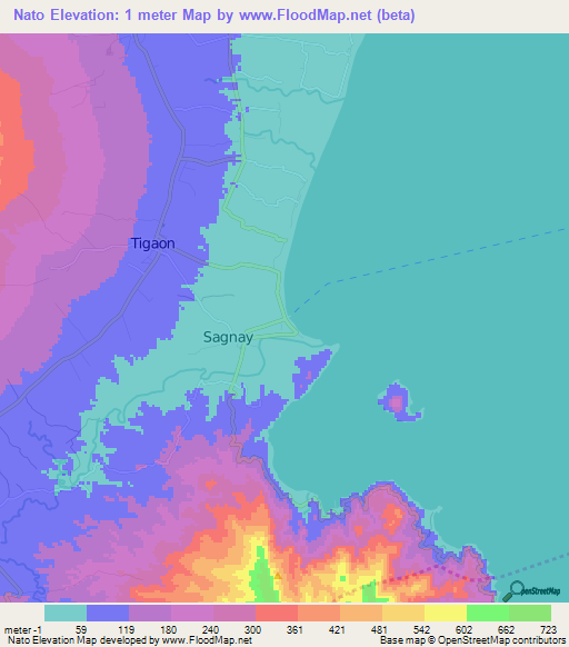 Nato,Philippines Elevation Map