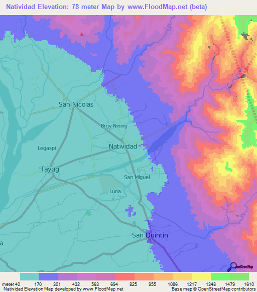 Natividad,Philippines Elevation Map