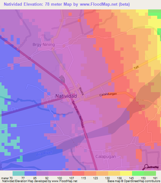 Natividad,Philippines Elevation Map