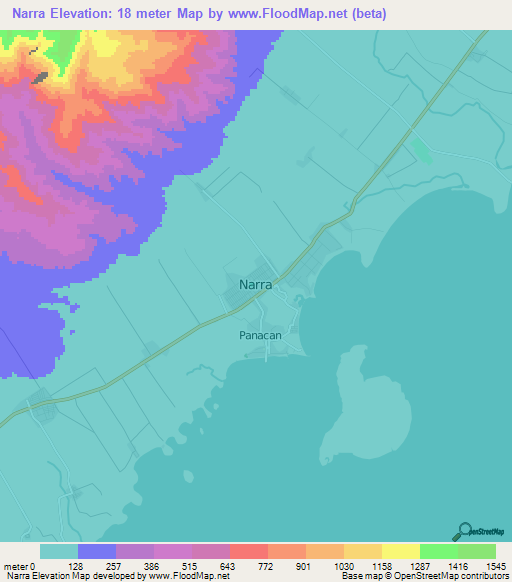 Narra,Philippines Elevation Map