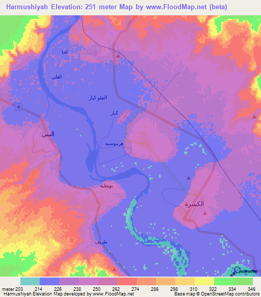 Harmushiyah,Syria Elevation Map