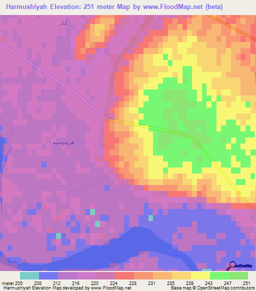 Harmushiyah,Syria Elevation Map