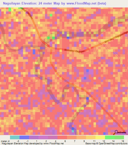 Naguilayan,Philippines Elevation Map