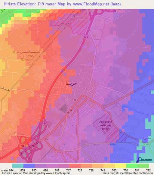 Hirista,Syria Elevation Map