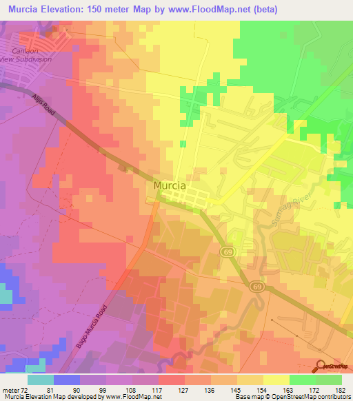 Murcia,Philippines Elevation Map