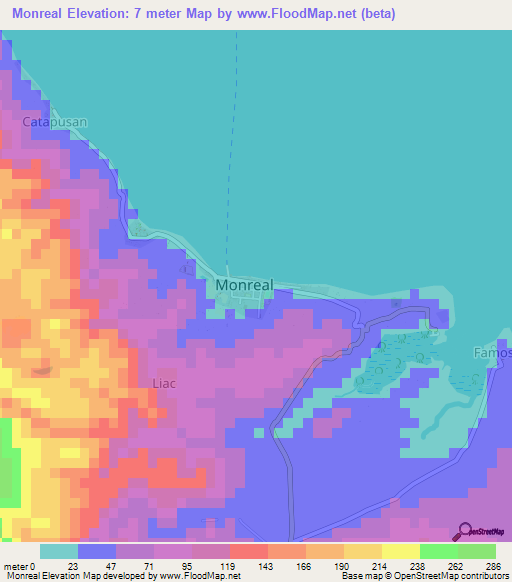Monreal,Philippines Elevation Map