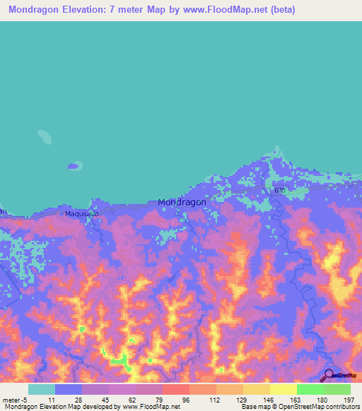 Mondragon,Philippines Elevation Map