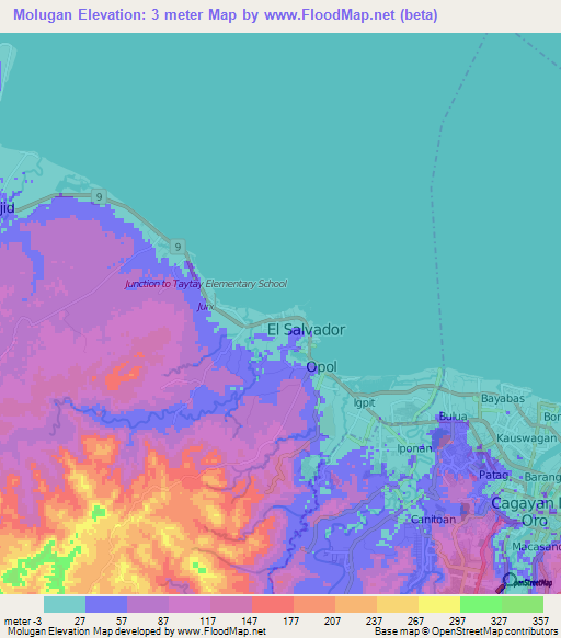 Molugan,Philippines Elevation Map
