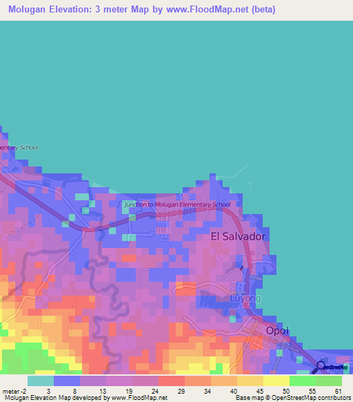 Molugan,Philippines Elevation Map