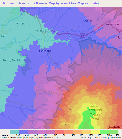 Minuyan,Philippines Elevation Map