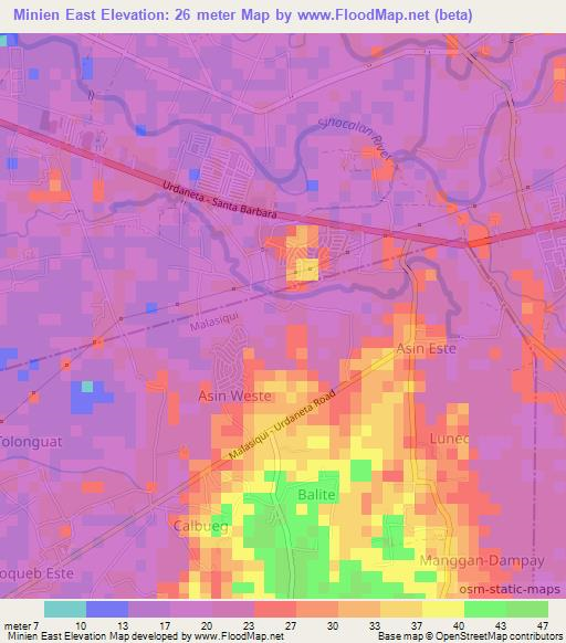 Minien East,Philippines Elevation Map