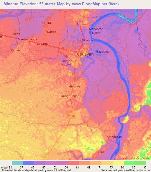 Minante,Philippines Elevation Map