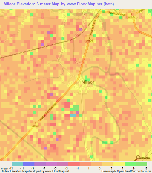Milaor,Philippines Elevation Map