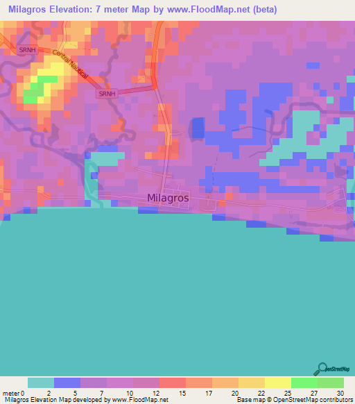 Milagros,Philippines Elevation Map