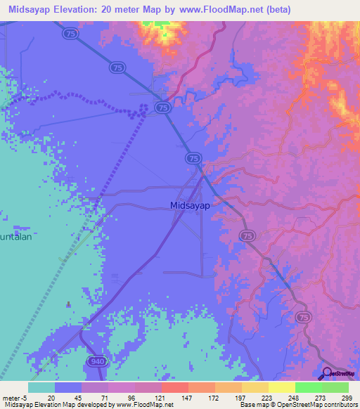 Midsayap,Philippines Elevation Map