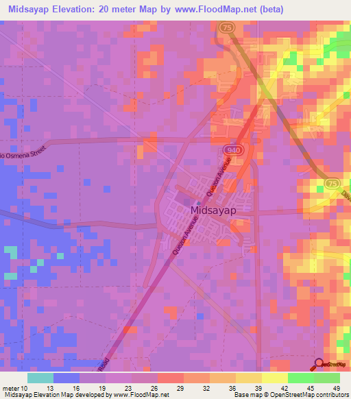 Midsayap,Philippines Elevation Map