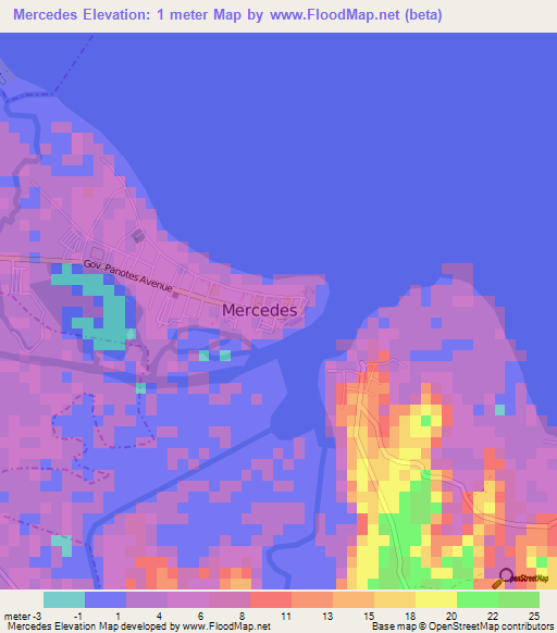 Mercedes,Philippines Elevation Map