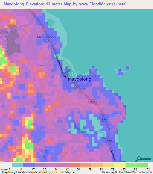 Maydolong,Philippines Elevation Map
