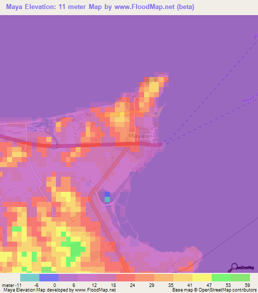 Maya,Philippines Elevation Map