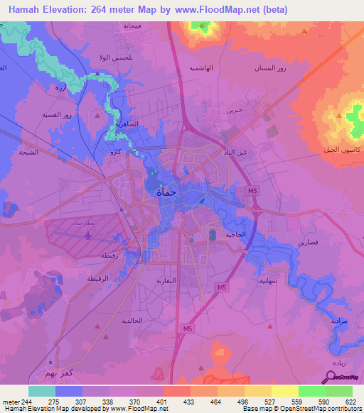 Hamah,Syria Elevation Map