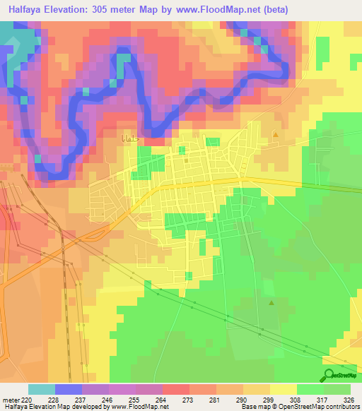Halfaya,Syria Elevation Map