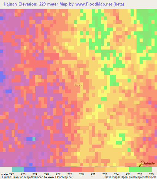 Hajnah,Syria Elevation Map