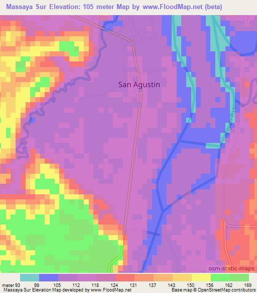 Massaya Sur,Philippines Elevation Map