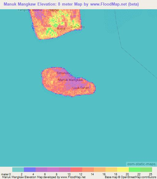 Manuk Mangkaw,Philippines Elevation Map