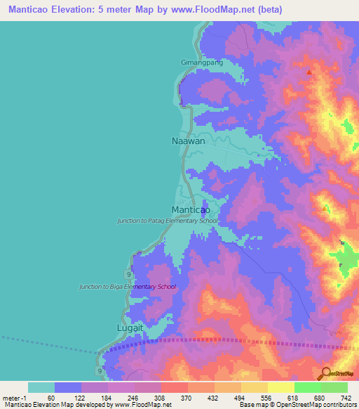 Manticao,Philippines Elevation Map