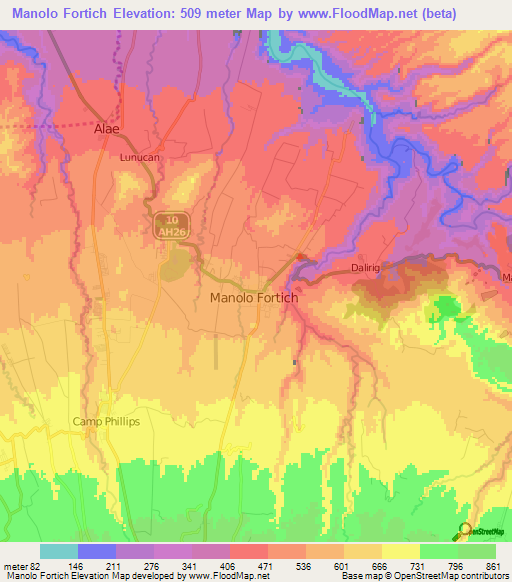 Manolo Fortich,Philippines Elevation Map