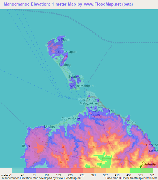 Manocmanoc,Philippines Elevation Map