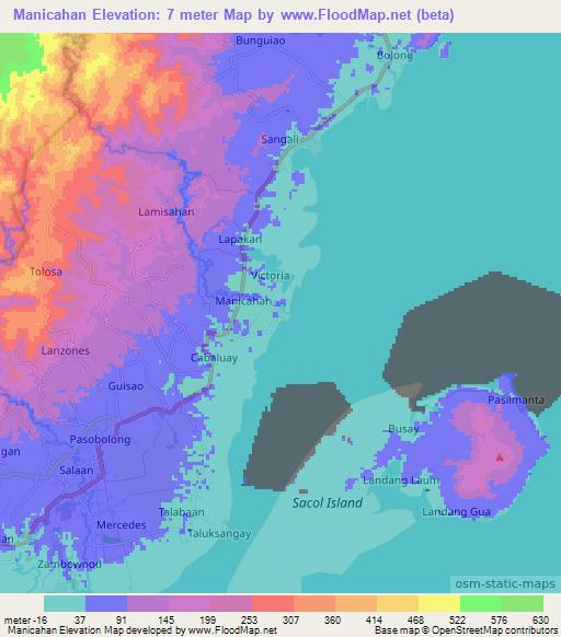 Manicahan,Philippines Elevation Map