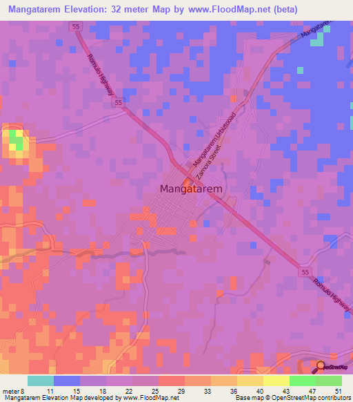 Mangatarem,Philippines Elevation Map