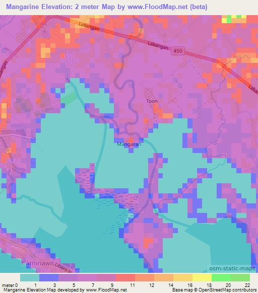 Mangarine,Philippines Elevation Map