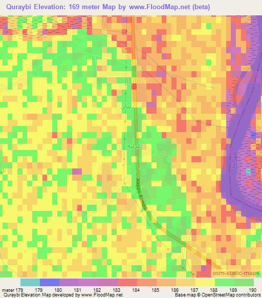 Quraybi,Syria Elevation Map