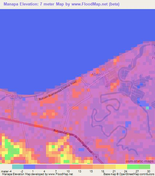 Manapa,Philippines Elevation Map