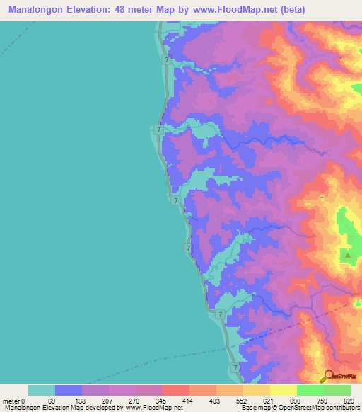 Manalongon,Philippines Elevation Map