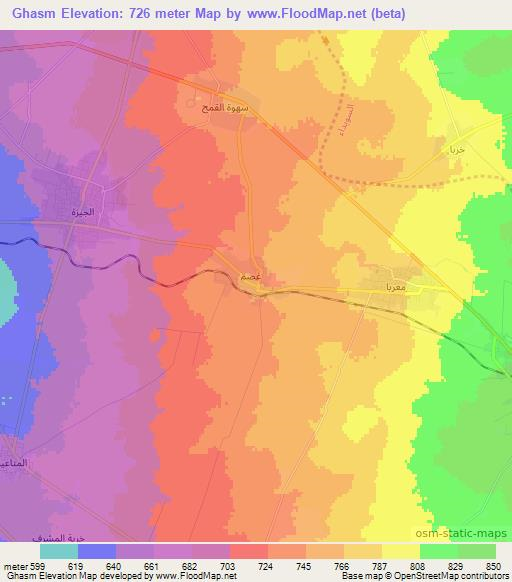 Ghasm,Syria Elevation Map