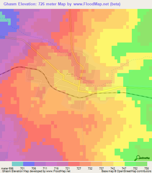 Ghasm,Syria Elevation Map