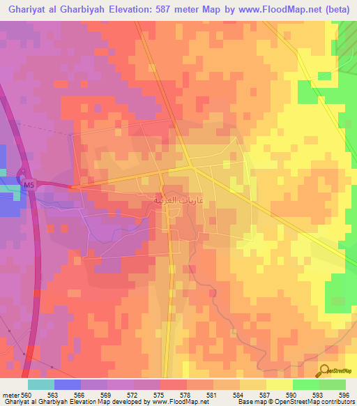 Ghariyat al Gharbiyah,Syria Elevation Map
