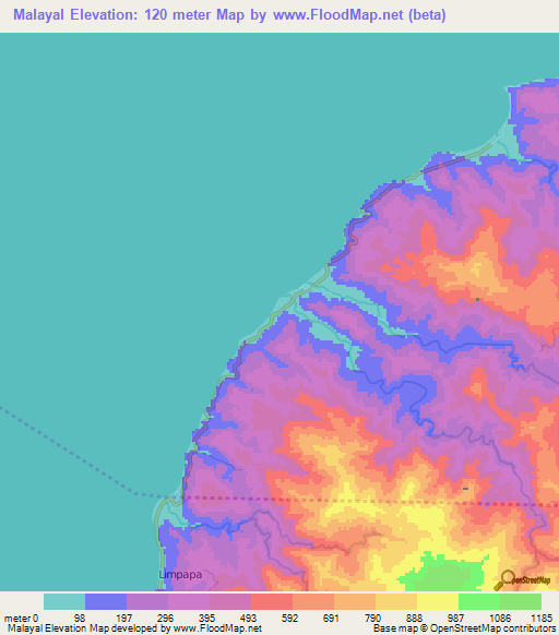 Malayal,Philippines Elevation Map