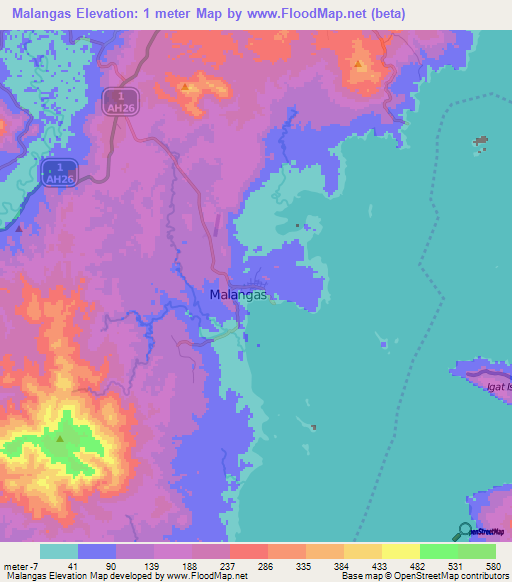 Malangas,Philippines Elevation Map