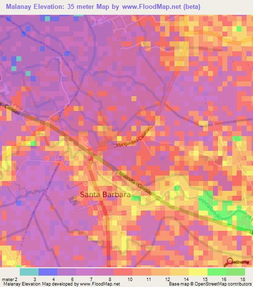 Malanay,Philippines Elevation Map