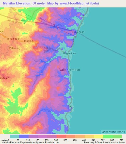 Malaiba,Philippines Elevation Map
