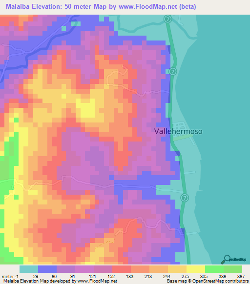 Malaiba,Philippines Elevation Map