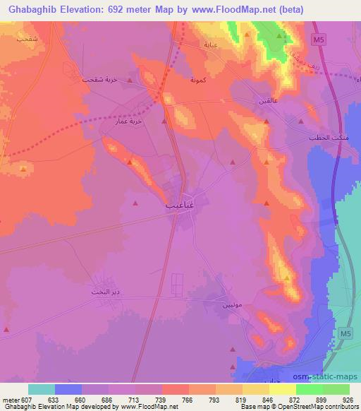 Ghabaghib,Syria Elevation Map