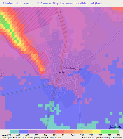 Ghabaghib,Syria Elevation Map