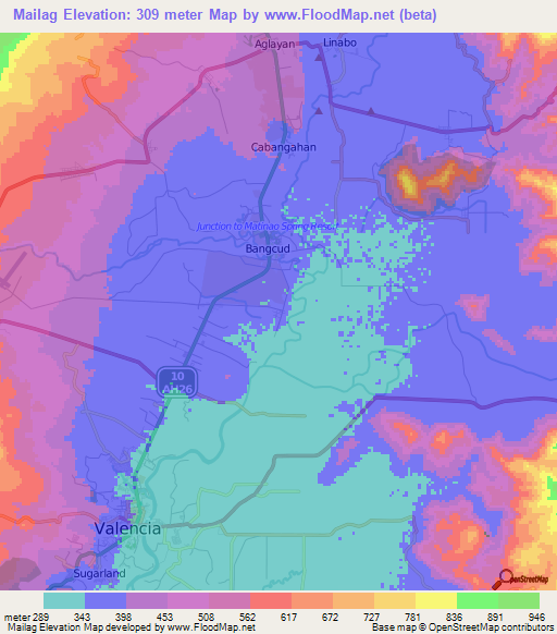 Mailag,Philippines Elevation Map