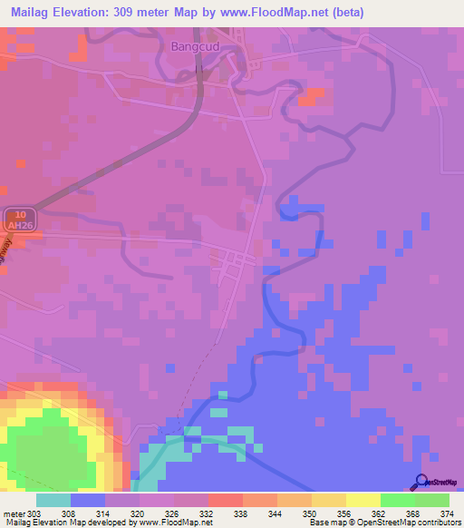 Mailag,Philippines Elevation Map