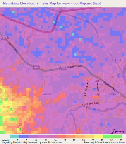 Magtaking,Philippines Elevation Map